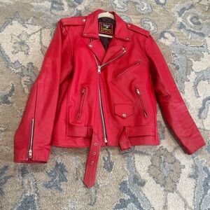Vibrant Red Leather Jacket